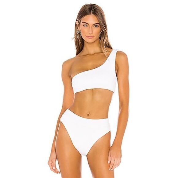 FELLA Lazarus Bikini Top One Shoulder Textured White Swimwear REVOLVE Small - Picture 3 of 7